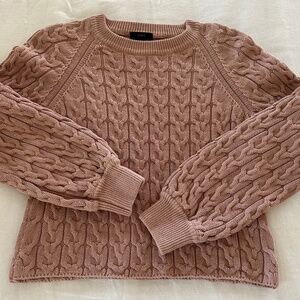 J Crew Mauve Brown Cropped Cable Knit Sweater